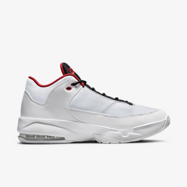 White / Platinum / Black / Red Men's Nike Jordan Max Aura 3 Sneakers | NK853EAN