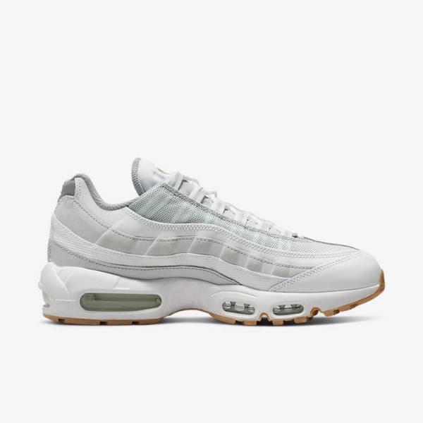 White / Platinum / Grey / Yellow Men's Nike Air Max 95 Sneakers | NK475FHP