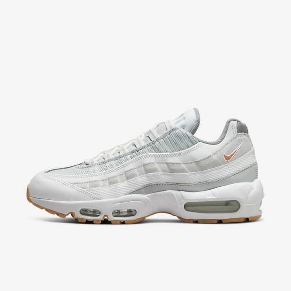 White / Platinum / Grey / Yellow Men\'s Nike Air Max 95 Sneakers | NK475FHP