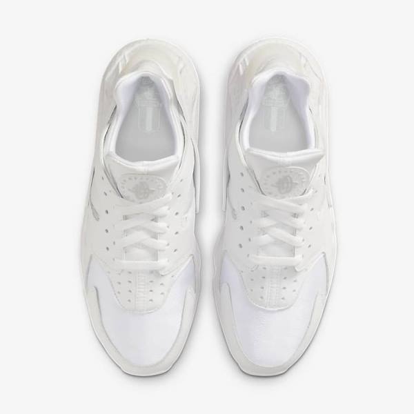 White / Platinum Men's Nike Air Huarache Sneakers | NK473UON