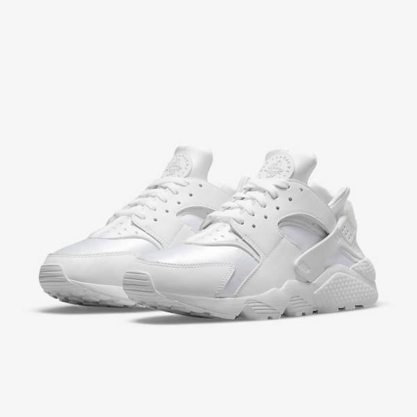 White / Platinum Men's Nike Air Huarache Sneakers | NK473UON