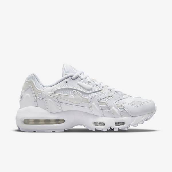 White / Platinum / Metal Silver / White Women's Nike Air Max 96 2 Sneakers | NK253BPF