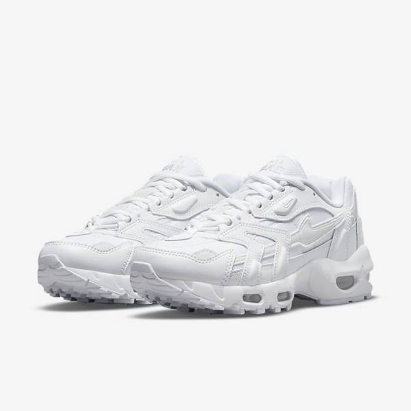 White / Platinum / Metal Silver / White Women's Nike Air Max 96 2 Sneakers | NK253BPF