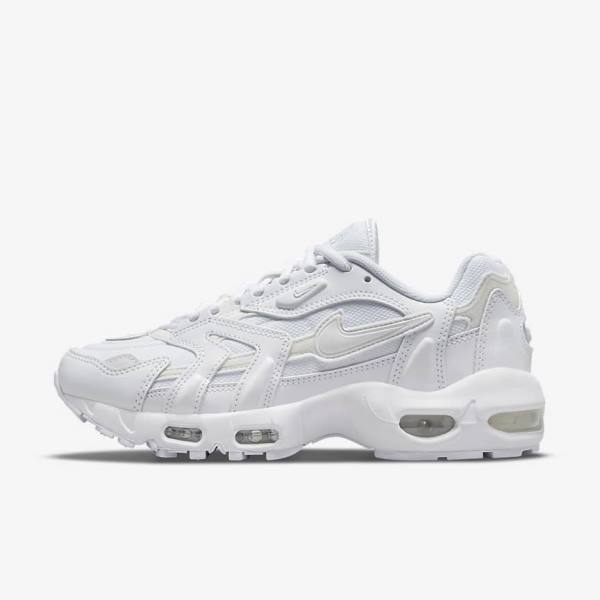 White / Platinum / Metal Silver / White Women\'s Nike Air Max 96 2 Sneakers | NK253BPF