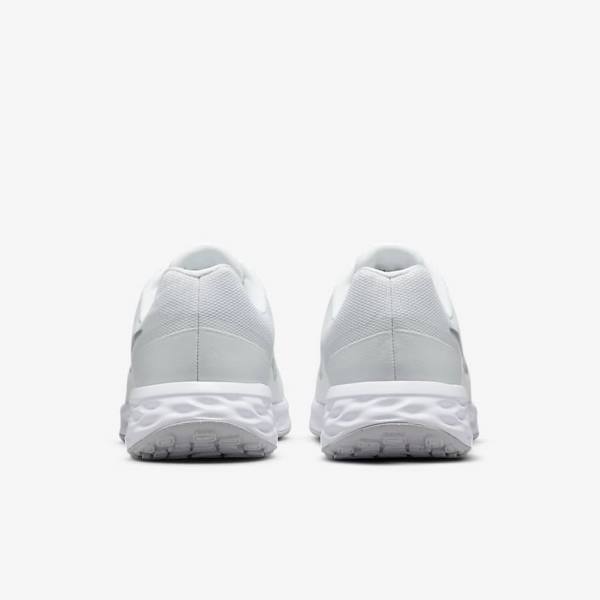 White / Platinum / Metal Silver Women's Nike Revolution 6 Next Nature Road Running Shoes | NK014HAP