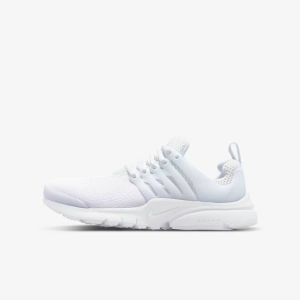 White / Platinum / White Kids\' Nike Presto Older Sneakers | NK185RVJ