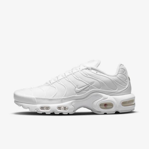 White / Platinum / White Women\'s Nike Air Max Plus Sneakers | NK937GNA