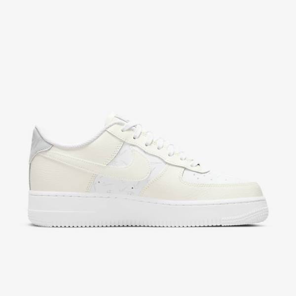 White / Platinum Women's Nike Air Force 1 07 Sneakers | NK768YAL