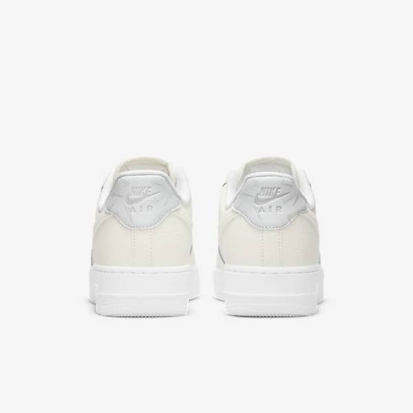 White / Platinum Women's Nike Air Force 1 07 Sneakers | NK768YAL