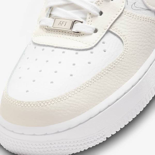 White / Platinum Women's Nike Air Force 1 07 Sneakers | NK768YAL