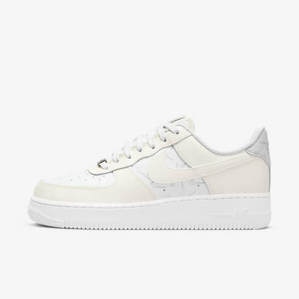 White / Platinum Women\'s Nike Air Force 1 07 Sneakers | NK768YAL