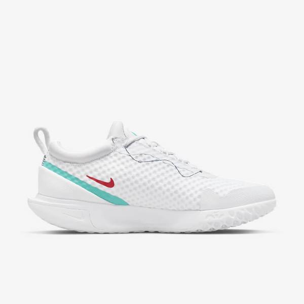 White / Red / Burgundy / Turquoise Men's Nike NikeCourt Zoom Pro Hard Court Tennis Shoes | NK859BTG