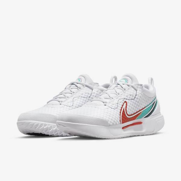 White / Red / Burgundy / Turquoise Men's Nike NikeCourt Zoom Pro Hard Court Tennis Shoes | NK859BTG