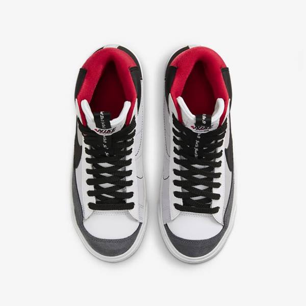 White / Red / Light Grey / Black Kids' Nike Blazer Mid 77 SE Dance Older Sneakers | NK042CBP