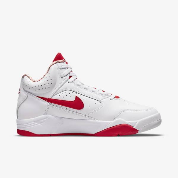 White / Red Men's Nike Air Flight Lite Mid Sneakers | NK346ZWB