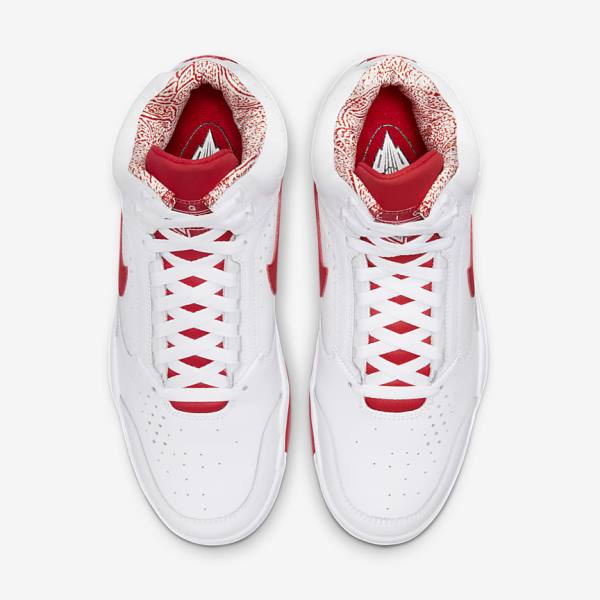 White / Red Men's Nike Air Flight Lite Mid Sneakers | NK346ZWB