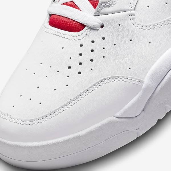 White / Red Men's Nike Air Flight Lite Mid Sneakers | NK346ZWB