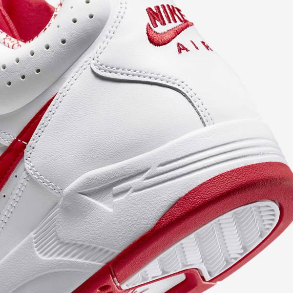 White / Red Men's Nike Air Flight Lite Mid Sneakers | NK346ZWB