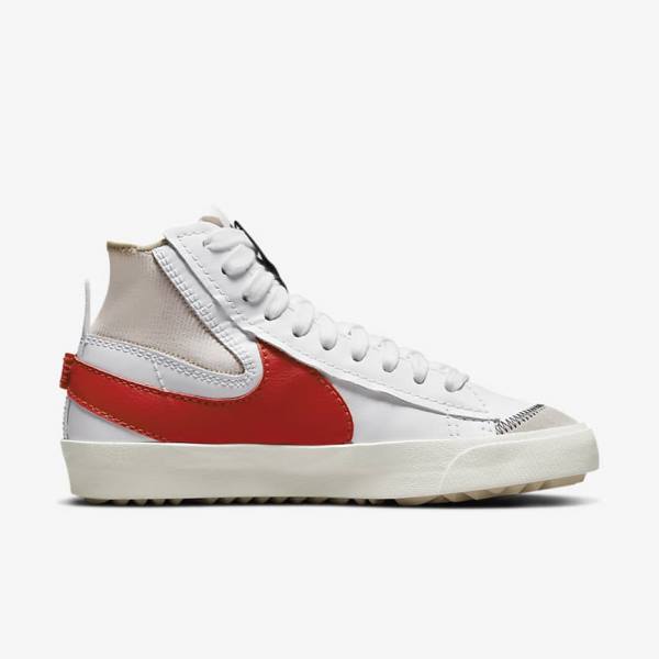 White / Red Men's Nike Blazer Mid 77 Jumbo Sneakers | NK162FKB