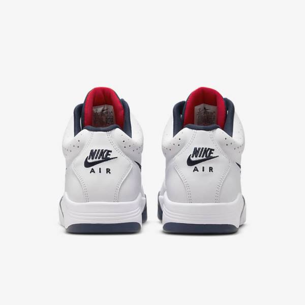 White / Red / Metal Gold / Navy Men's Nike Air Flight Lite Mid Sneakers | NK641JTY