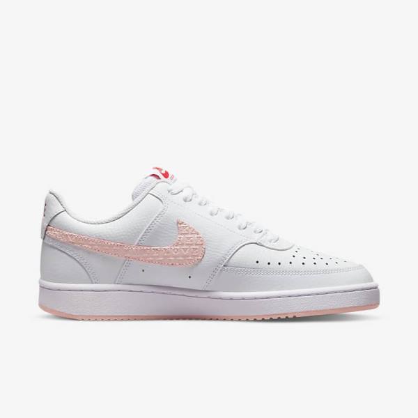 White / Red Women's Nike Court Vision LO Sneakers | NK590FKD