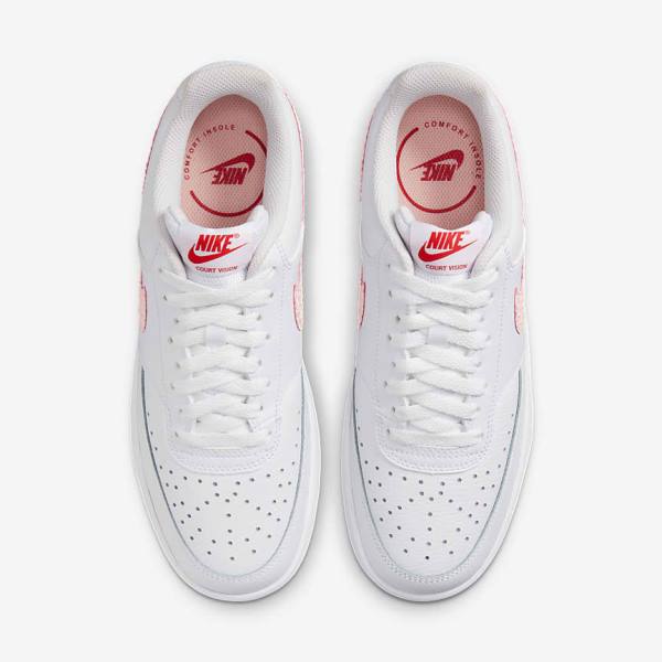 White / Red Women's Nike Court Vision LO Sneakers | NK590FKD