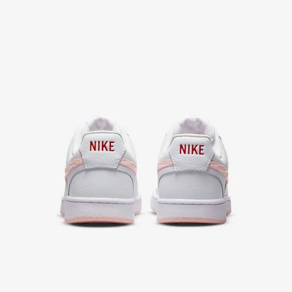 White / Red Women's Nike Court Vision LO Sneakers | NK590FKD