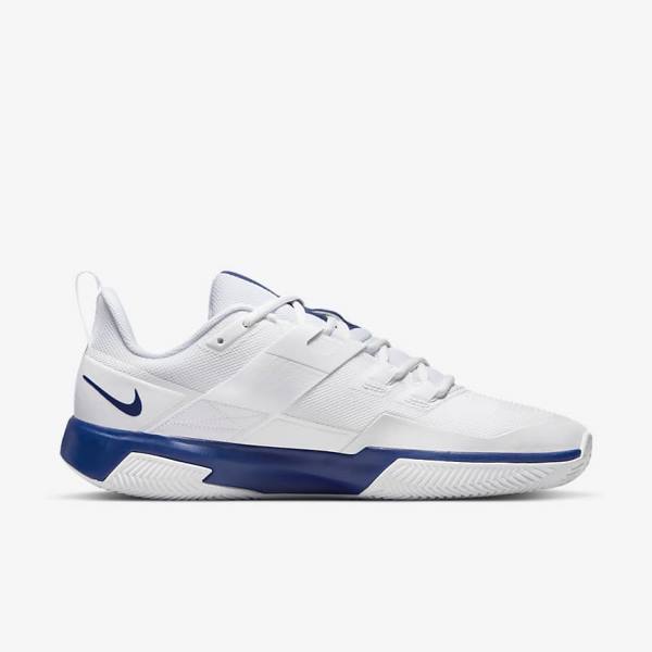 White / Royal Blue Men's Nike NikeCourt Vapor Lite Clay Court Tennis Shoes | NK901QBA