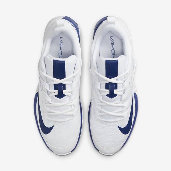 White / Royal Blue Men's Nike NikeCourt Vapor Lite Clay Court Tennis Shoes | NK901QBA