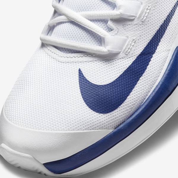 White / Royal Blue Men's Nike NikeCourt Vapor Lite Clay Court Tennis Shoes | NK901QBA