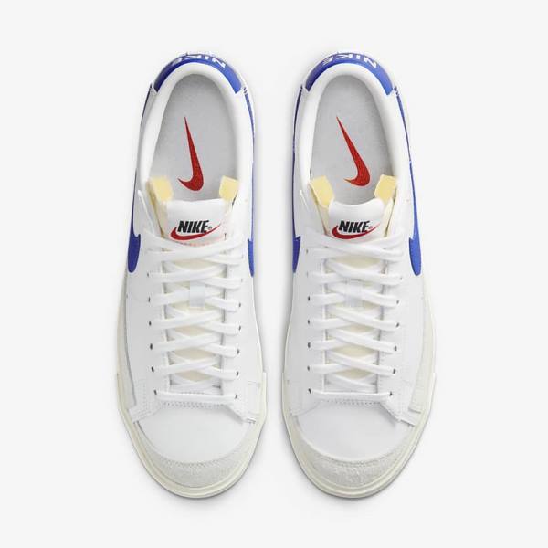 White / Royal Men's Nike Blazer Low 77 Vintage Sneakers | NK340XVG