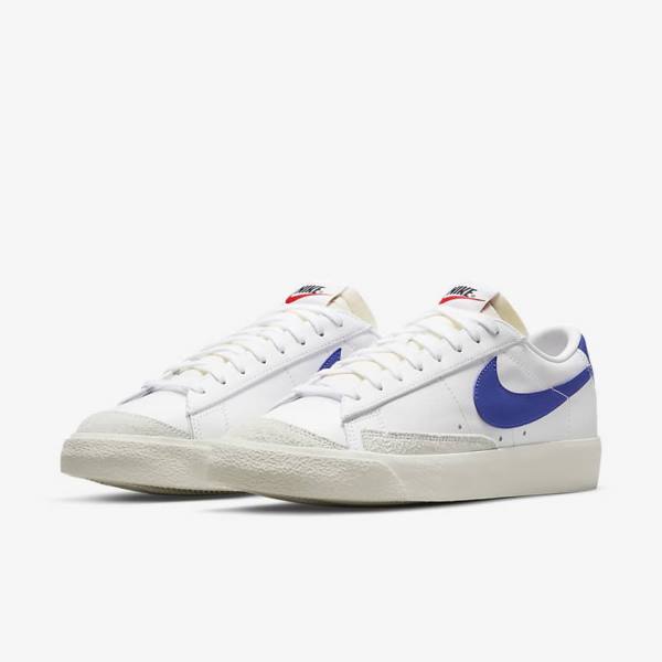 White / Royal Men's Nike Blazer Low 77 Vintage Sneakers | NK340XVG