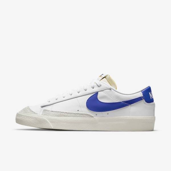 White / Royal Men\'s Nike Blazer Low 77 Vintage Sneakers | NK340XVG