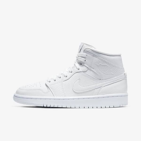 White Women\'s Nike Air Jordan 1 Mid Sneakers | NK598ENL