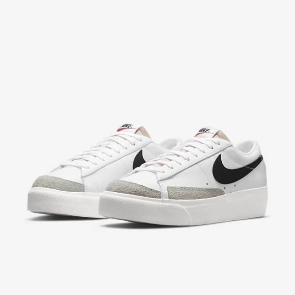 White Women's Nike Blazer Low Platform Sneakers | NK480RHC