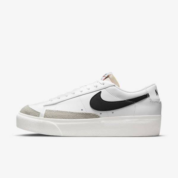 White Women\'s Nike Blazer Low Platform Sneakers | NK480RHC