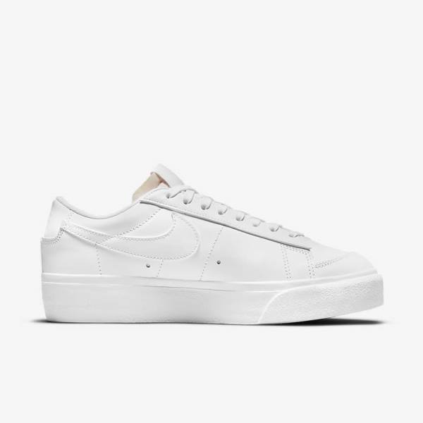 White Women's Nike Blazer Low Platform Sneakers | NK483HCN