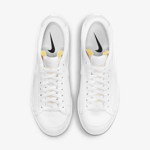 White Women's Nike Blazer Low Platform Sneakers | NK483HCN