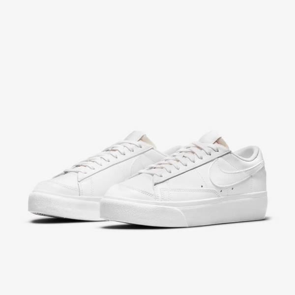 White Women's Nike Blazer Low Platform Sneakers | NK483HCN