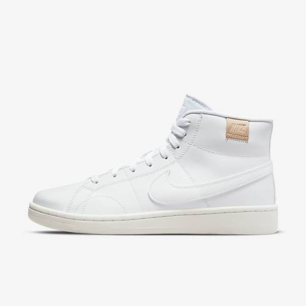 White Women\'s Nike Court Royale 2 Mid Sneakers | NK792GPM