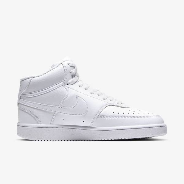 White Women's Nike Court Vision Mid Sneakers | NK172TPU