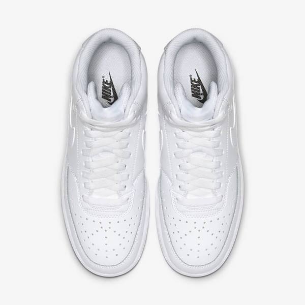 White Women's Nike Court Vision Mid Sneakers | NK172TPU