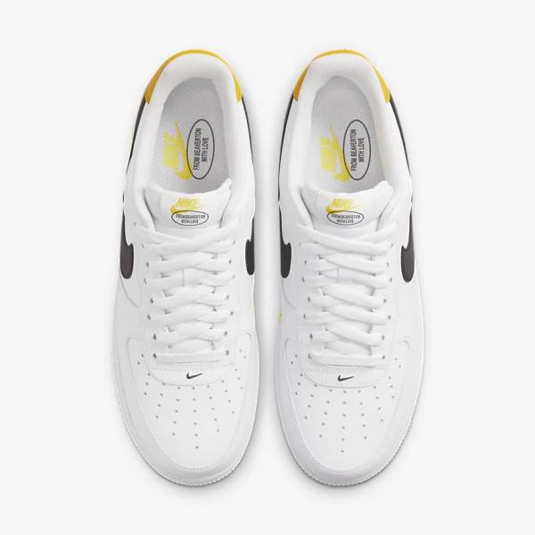 White / Yellow / Black Men's Nike Air Force 1 07 LV8 Sneakers | NK182XBP