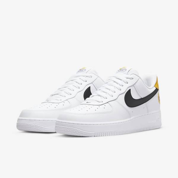 White / Yellow / Black Men's Nike Air Force 1 07 LV8 Sneakers | NK182XBP