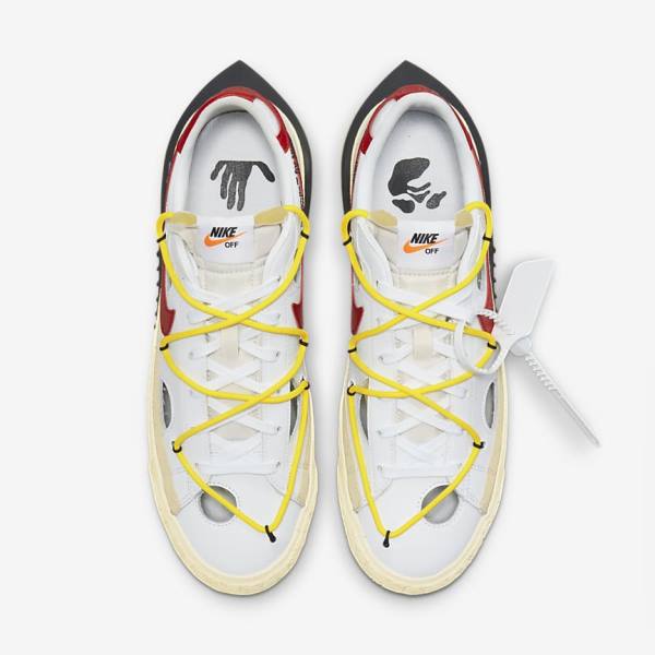 White / Yellow / Khaki / Red Men's Nike Blazer Low 77 x Off-White™ Sneakers | NK086PEW