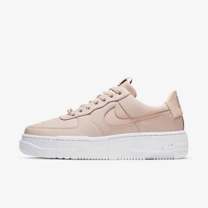 Beige / Black / White Women's Nike Air Force 1 Pixel Sneakers | NK197ONW