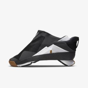 Black / Dark Grey / Gold / White Men's Nike Go FlyEase Sneakers | NK021OWV