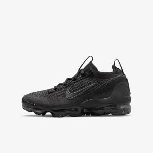 Black / Dark Grey Kids' Nike Air VaporMax 2021 FK Older Sneakers | NK830UDQ