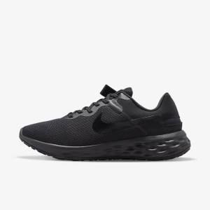 Black / Dark Grey Men's Nike Revolution 6 FlyEase Next Nature Easy On-Off Road Running Shoes | NK318AMR