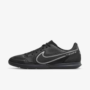 Black / Dark Grey Men's Nike Tiempo Legend 9 Club IC Indoor-Court Football Shoes | NK806QIS